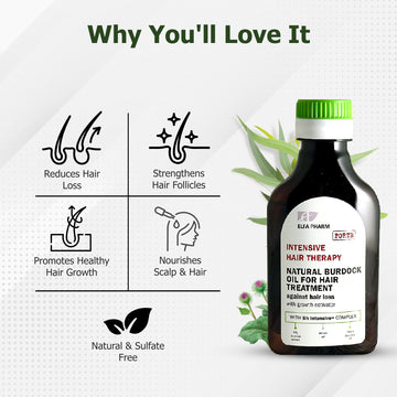 Natural Burdock Oil for Hair Treatment Against Hair Loss, 100 ml / 3.38 fl.oz – With Growth Activator for Stronger, Thicker Hair